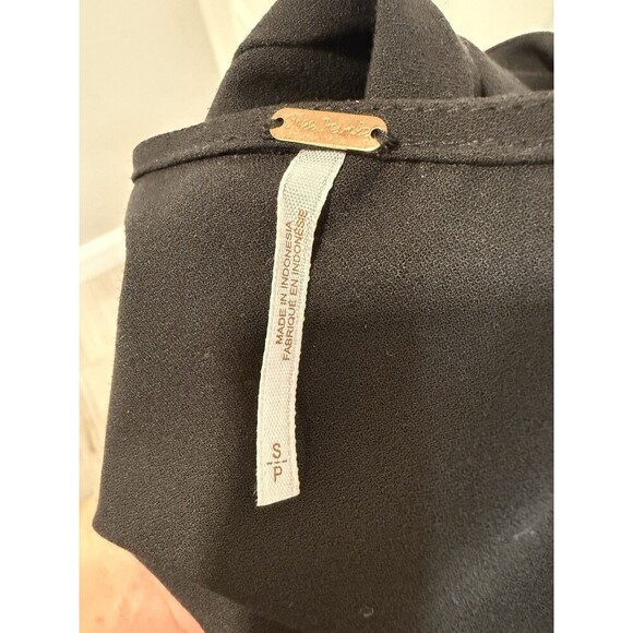 FREE PEOPLE Baby Love Trapeze Dress Black Grommets Strap Casual Women's S - Picture 8 of 8